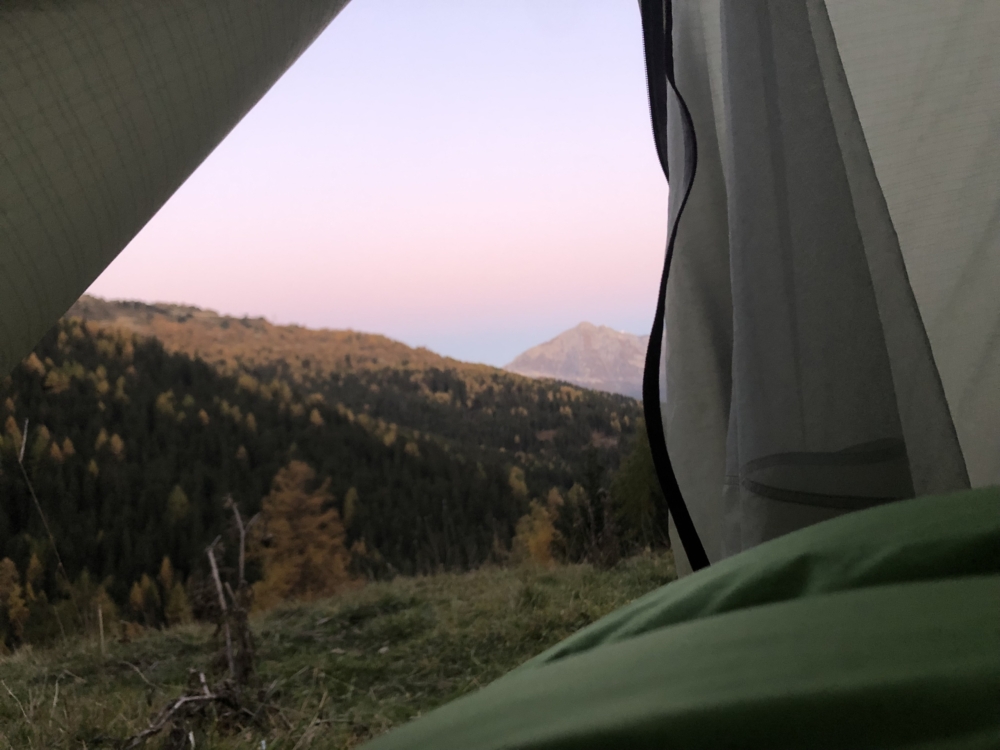 Zonsopgang vanuit tent Zonsopgang